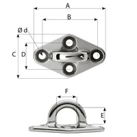 Wichard Diamond Pad Eye - Round - 60mm Length (2-23/64") - M5 Screw [6644] Accessories - at Werrv