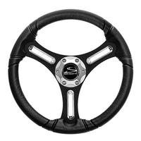 Schmitt Marine Torcello 14" Wheel - 03 Series - Polyurethane Wheel w/Chrome Spoke Inserts  Cap - Black Brushed Spokes - 3/4" Tapered Shaft [PU031104-12] Steering Wheels - at Werrv