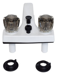 Valterra Phoenix®, 4" Lavatory Diverter, D-Spud, White w/Smoke Acrylic Knob Handles [PF212242] Tub & Shower - at Werrv