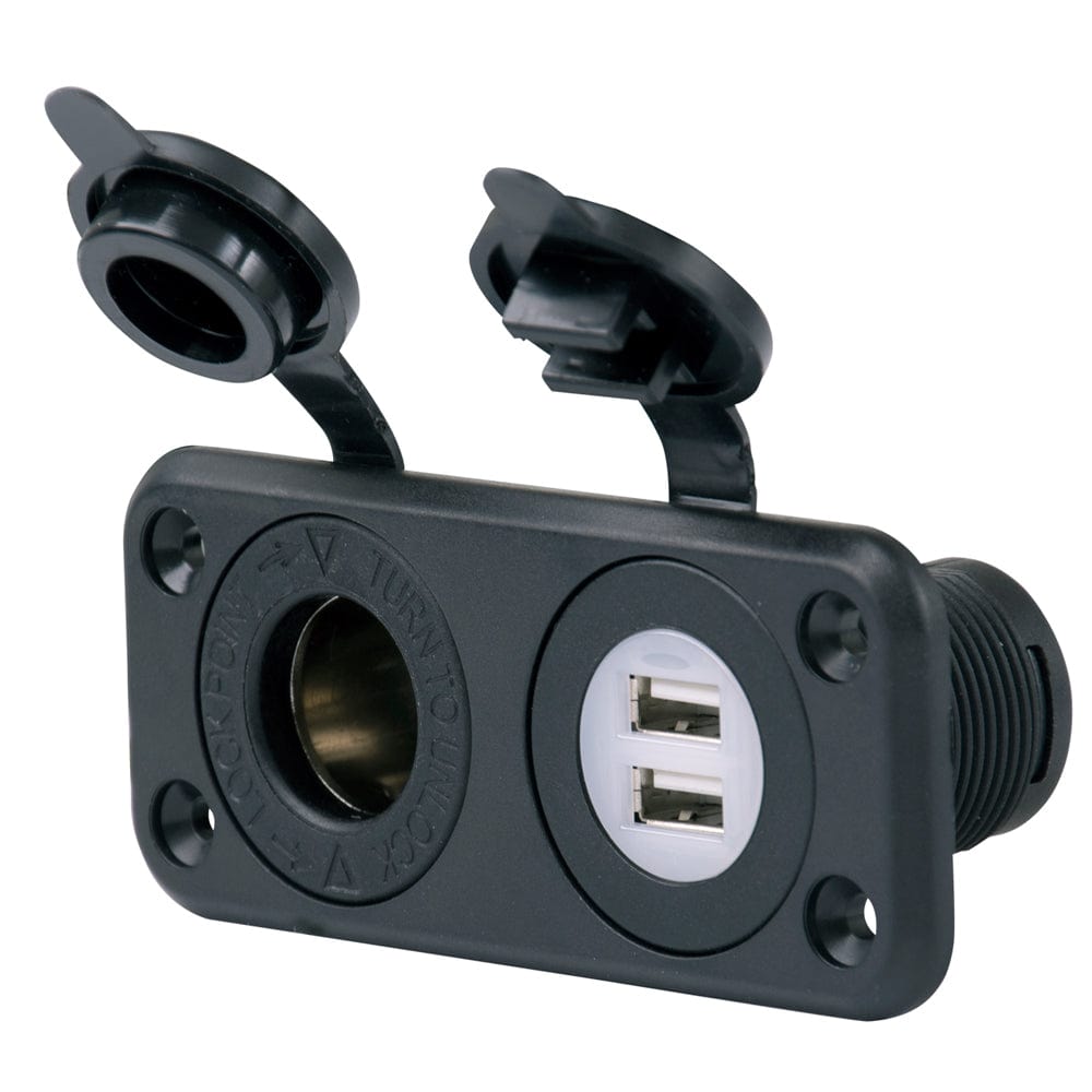 Marinco SeaLink Deluxe Dual USB Charger & 12V Receptacle [12VCOMBO] - at Werrv