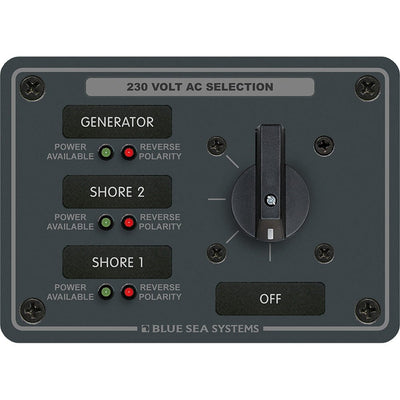 Blue Sea 8358 AC Rotary Switch Panel 30 Ampere 3 Positions + OFF, 2 Pole [8358] - at Werrv