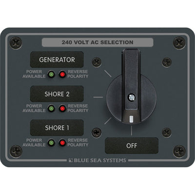 Blue Sea 8361 AC Rotary Switch Panel 65 Ampere 3 Positions + OFF, 3 Pole [8361] - at Werrv