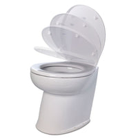 Jabsco Deluxe Flush 14" Angled Back 12V Raw Water Electric Marine Toilet w/Remote Rinse Pump  Soft Close Lid [58260-3012] Marine Sanitation - at Werrv