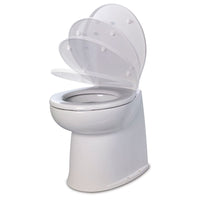 Jabsco Deluxe Flush 14" Straight Back 24V Raw Water Electric Marine Toilet w/Remote Rinse Pump  Soft Close Lid [58280-3024] Marine Sanitation - at Werrv