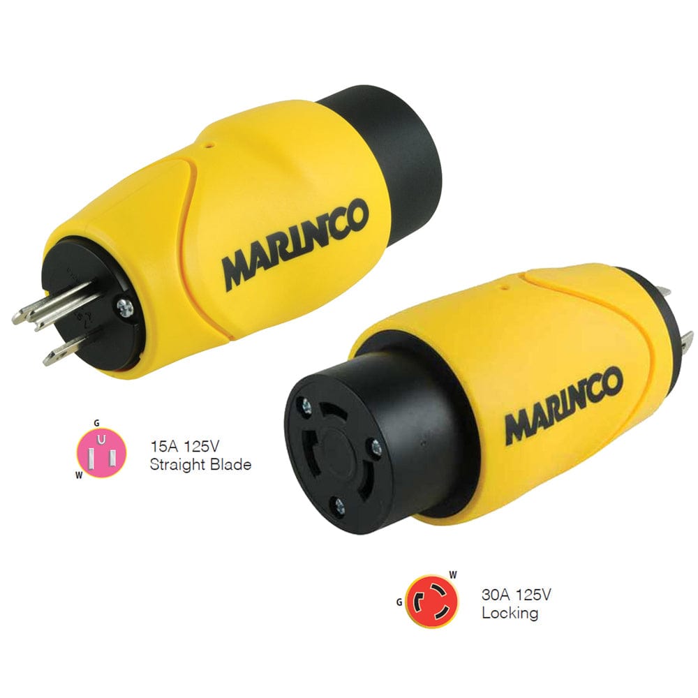 Marinco Straight Adapter 15Amp Straight Male to 30Amp Locking Female Connector [S15-30] - at Werrv