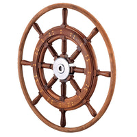 Edson 30" Teak Yacht Wheel w/Teak Rim  Chrome Hub [603CH-30] Steering Wheels - at Werrv