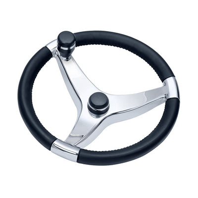 Schmitt  Ongaro Evo Pro 316 Cast Stainless Steel Steering Wheel w/Control Knob - 15.5" Diameter [7241521FGK] - at Werrv