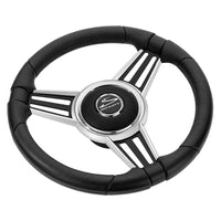 Schmitt  Ongaro PU30 14" Wheel - Chrome Cap  Spoke Inserts - Black Spokes - 3/4" Tapered Shaft [PU301404-44] Steering Wheels - at Werrv