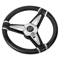 Schmitt  Ongaro PU50 14" Wheel - Chrome Cap  Spoke Inserts - Black Spokes - 3/4" Tapered Shaft [PU501404] Steering Wheels - at Werrv