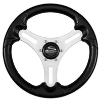 Schmitt  Ongaro Torcello Lite 13" Wheel - Black Polyurethane Wheel w/Silver Spokes  Black Cap- 3/4" Tapered Shaft [PU063104-01R] Steering Wheels - at Werrv