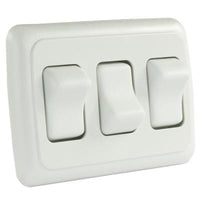 JR PRODUCTS Triple Rocker Switch Assembly w/Bezel, White [12025] Switches & Accessories - at Werrv